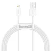 Baseus Lightning Superior Series kábel, Gyors töltés, Adatkábel 2.4A, 1.5m, fehé