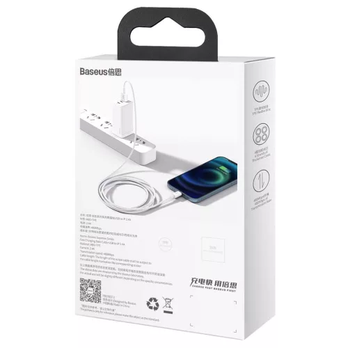 Baseus Superior USB - Lightning kábel 2 m 2,4A fehér (CALYS-C02)