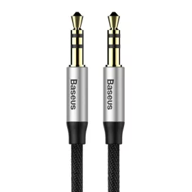   Baseus Yiven audio kábel mini jack 3,5 mm AUX, 1m, fekete/ezüst (CAM30-BS1)