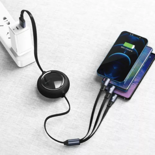 Baseus CAMLT-MJ01 Bright Mirror 3-in-1 Micro-USB/Lighting/USB-C kábel 3.5A 1.2m, fekete