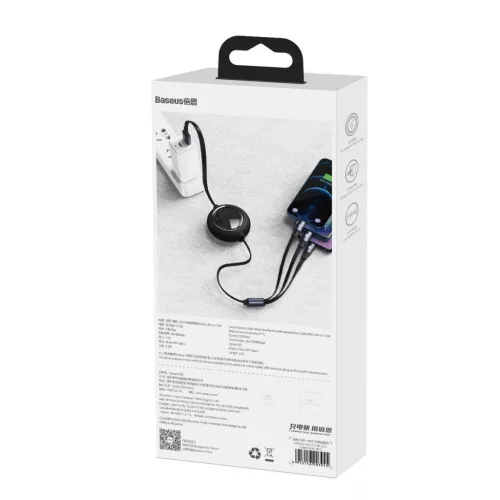 Baseus CAMLT-MJ01 Bright Mirror 3-in-1 Micro-USB/Lighting/USB-C kábel 3.5A 1.2m, fekete