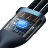 Baseus Flash Series 3 az 1-ben USB-kábel USB-C + micro USB + Lightning 100W 1.2m kék (CASS030003)