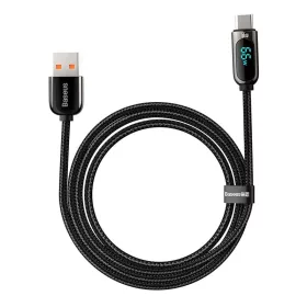   Baseus CASX020001 Type-C adatkábel / töltőkábel LED-el 1m 66W Fekete