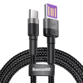   Baseus kábel Cafule HW QC (type-C | 1 m) ezüstfekete 40W (CATKLF-PG1)