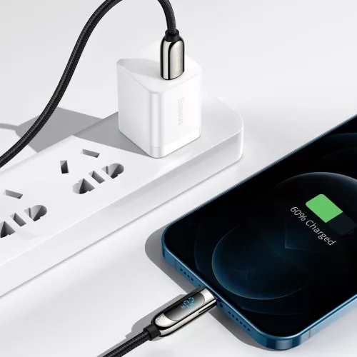 Baseus USB Type C - Lightning kábel 20W PD kijelzővel 2m fekete (CATLSK-A01)