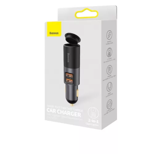 Baseus Share Together 2x USB, autós töltő, 120W, szürke, CCBT-D0G