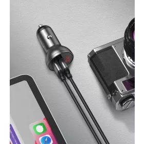   Baseus  CCBX-0G autós töltő, Digital Display Dual USB csatlakozás, digitális kijelzés