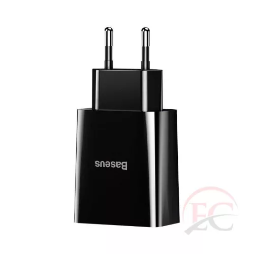 Baseus hálózati töltő, Speed Mini, 2xUSB kimenet, Max 10.5W, fekete (CCFS-R01)
