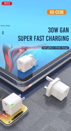 XO CE06 hálózati töltő USB-C 30W QC3.0 - Fehér