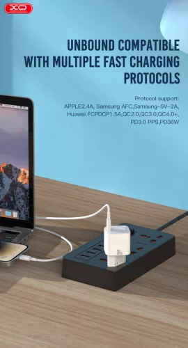 XO CE06 hálózati töltő USB-C 30W QC3.0 - Fehér