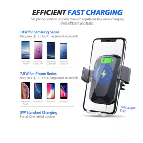   Well CHAR-WLESS-SLICK-WL autós tartó, Univerzális, mobiltelefonokhoz + Qi Wireless vezeték nélküli töltő, 10 W fekete