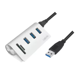  Logilink USB 3.0 hub, 3 portos, kártyaolvasóval SD/microSD-hez, alumínium (CR0045)