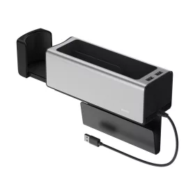   Baseus CRCWH-A0S Deluxe Metal autós rendszerező pohártartóval 2x USB töltéssel, ezüst