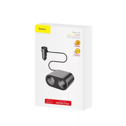 Baseus CRDYQ-01 Autós USB-A / Szivargyújtó töltő - Fekete (5V / 3.1A)