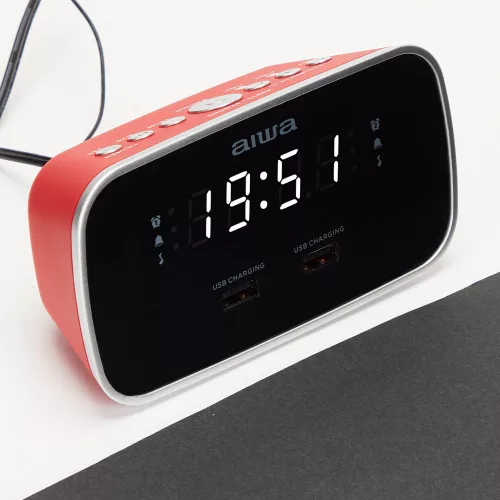 Aiwa CRU-19RD Ébresztőórás Rádió – Stílus és Funkcionalitás a Kényelmes Reggelért, piros színben
