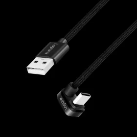  Logilink USB 2.0 Type-C kábel, C/M 180 fok - USB-A/M, alu, fekete, 1 m (CU0192)