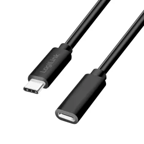   Logilink USB 2.0 Type-C kábel, C/M-USB-C/F, PD, fekete, 2 m (CU0211)
