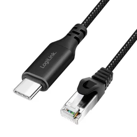   Logilink USB 3.2 Type-C Ethernet kábel, C/M   RJ45/M, 1 Gbps, aktív, fekete/szürke, 7,5 m (CU0415)