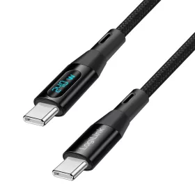   Logilink USB 2.0 Type-C kábel, C/M - C/M, 480 Mbit/s, 240W, kijelző, nejlon, fekete, 1 m
