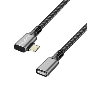   Logilink USB 3.2 Gen2 Type-C kábel, C/M 90  - USB-C/F, PD, alu, fekete/szürke, 1 m (CUA0111)