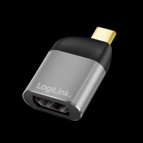   Logilink USB 3.2 Gen2 Type-C adapter, USB-C/M-DP/F, 8K, alu, fekete/szürke (CUA0204)