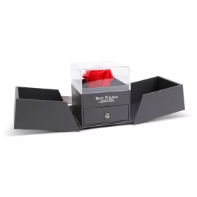   DA01201 Örökrózsa nyitható díszdobozban nyaklánccal - 10,2 x 9,8 x 11 cm - fekete