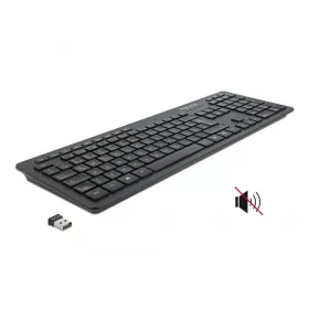   Delock NÉMET Vezetéknélküli USB klaviatúra 2,4 GHz Fekete - Néma (DL-12004)