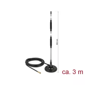   Delock LTE antenna SMA-dugó 7 dBi irányítatlan, rögzített, mágneses talppal és csatlakozókábellel (R (DL-12428)