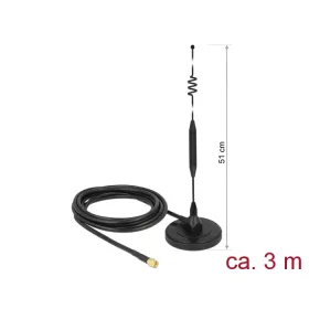   Delock LTE antenna SMA-dugó 6 dBi irányítatlan, rögzített, mágneses talppal és csatlakozókábellel (R (DL-12429)