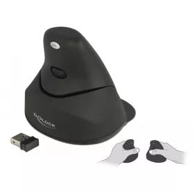   Delock Ergonomikus, függoleges, 4 gombos 2,4 GHz-os,vezetéknélküli, lézer egér - bal és jobb kezesek (DL-12553)
