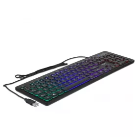   Delock NÉMET USB csatlakozós, 1,5 m hosszú vezetékes klaviatúra RGB megvilágítással (DL-12625)