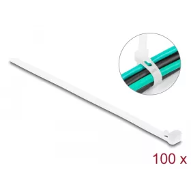   Delock Újrahasználható kábelkötegelő H 150 x Sz 7,2 mm 100 db. Fehér (DL-18643)