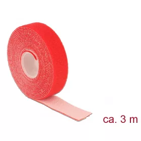   Delock Hurkolható rögzítők, 3 m x 20 mm (H x Sz) tekercs, piros (DL-18722)