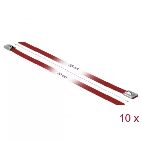   Delock Rozsdamentes Acél Kábelkötegek Hossza 300 x Szélesség 7,9 mm piros 10 db. (DL-18782)