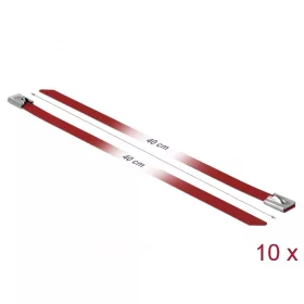   Delock Rozsdamentes Acél Kábelkötegek Hossza 400 x Szélesség 7,9 mm piros 10 db. (DL-18783)