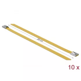   Delock Rozsdamentes Acél Kábelkötegek Hossza 200 x Szélesség 7,9 mm sárga 10 db. (DL-18789)