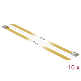   Delock Rozsdamentes Acél Kábelkötegek Hossza 500 x Szélesség 7,9 mm sárga 10 db. (DL-18792)