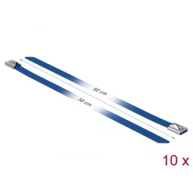   Delock Rozsdamentes Acél Kábelkötegek Hossza 500 x Szélesség 7,9 mm kék 10 db. (DL-18800)
