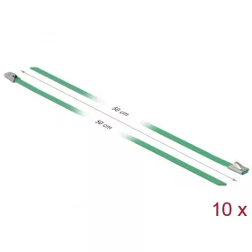   Delock Rozsdamentes Acél Kábelkötegek Hossza 500 x Szélesség 4,6 mm zöld 10 db. (DL-18804)