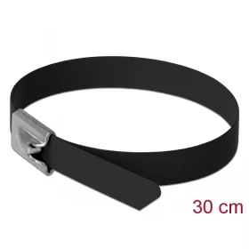   Delock Rozsdamentes Acél Kábelkötegek Hossza 300 x Szélesség 7,9 mm fekete 10 db. (DL-18814)