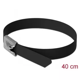   Delock Rozsdamentes Acél Kábelkötegek Hossza 400 x Szélesség 7,9 mm fekete 10 db. (DL-18815)