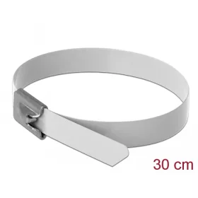   Delock Rozsdamentes Acél Kábelkötegek Hossza 300 x Szélesség 7,9 mm fehér 10 db. (DL-18822)