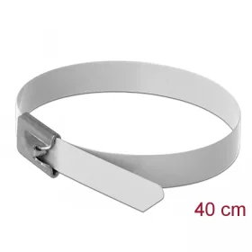   Delock Rozsdamentes Acél Kábelkötegek Hossza 400 x Szélesség 7,9 mm fehér 10 db. (DL-18823)