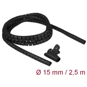   Delock Spirális kábelburkolat behúzó eszközzel 2,5 m x 15 mm fekete (DL-18835)