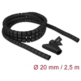   Delock Spirális kábelburkolat behúzó eszközzel 2,5 m x 20 mm fekete (DL-18836)