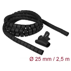   Delock Spirális kábelburkolat behúzó eszközzel 2,5 m x 25 mm fekete (DL-18837)