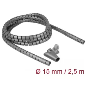   Delock Spirális kábelburkolat behúzó eszközzel 2,5 m x 15 mm szürke (DL-18843)