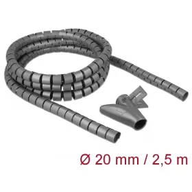   Delock Spirális kábelburkolat behúzó eszközzel 2,5 m x 20 mm szürke (DL-18844)