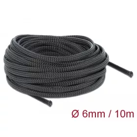   Delock Fonott kábelharisnya nyújtható 10 m x 6 mm fekete (DL-18848)