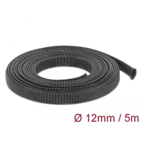   Delock Fonott kábelharisnya nyújtható 5 m x 12 mm fekete (DL-18849)